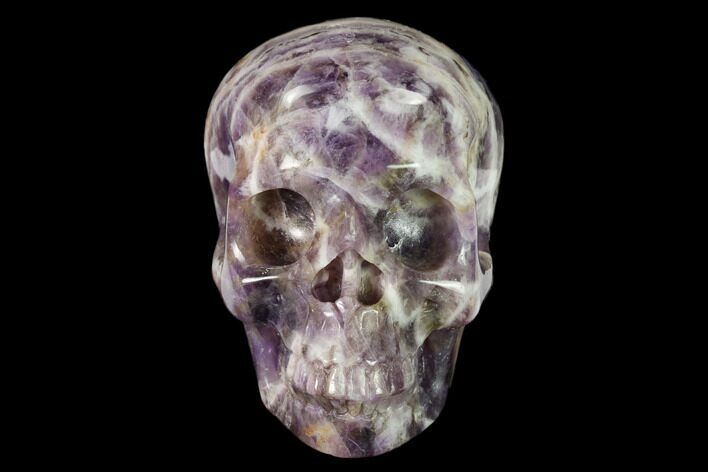 Realistic, Carved Chevron Amethyst Skull #150972